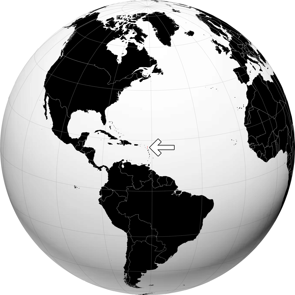 Antigua en Barbuda op de globe