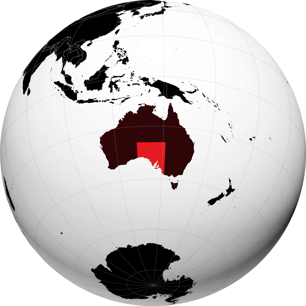 Zuid-Australië op de globe
