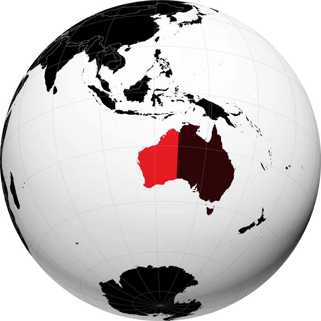 Staat West-Australië op de globe