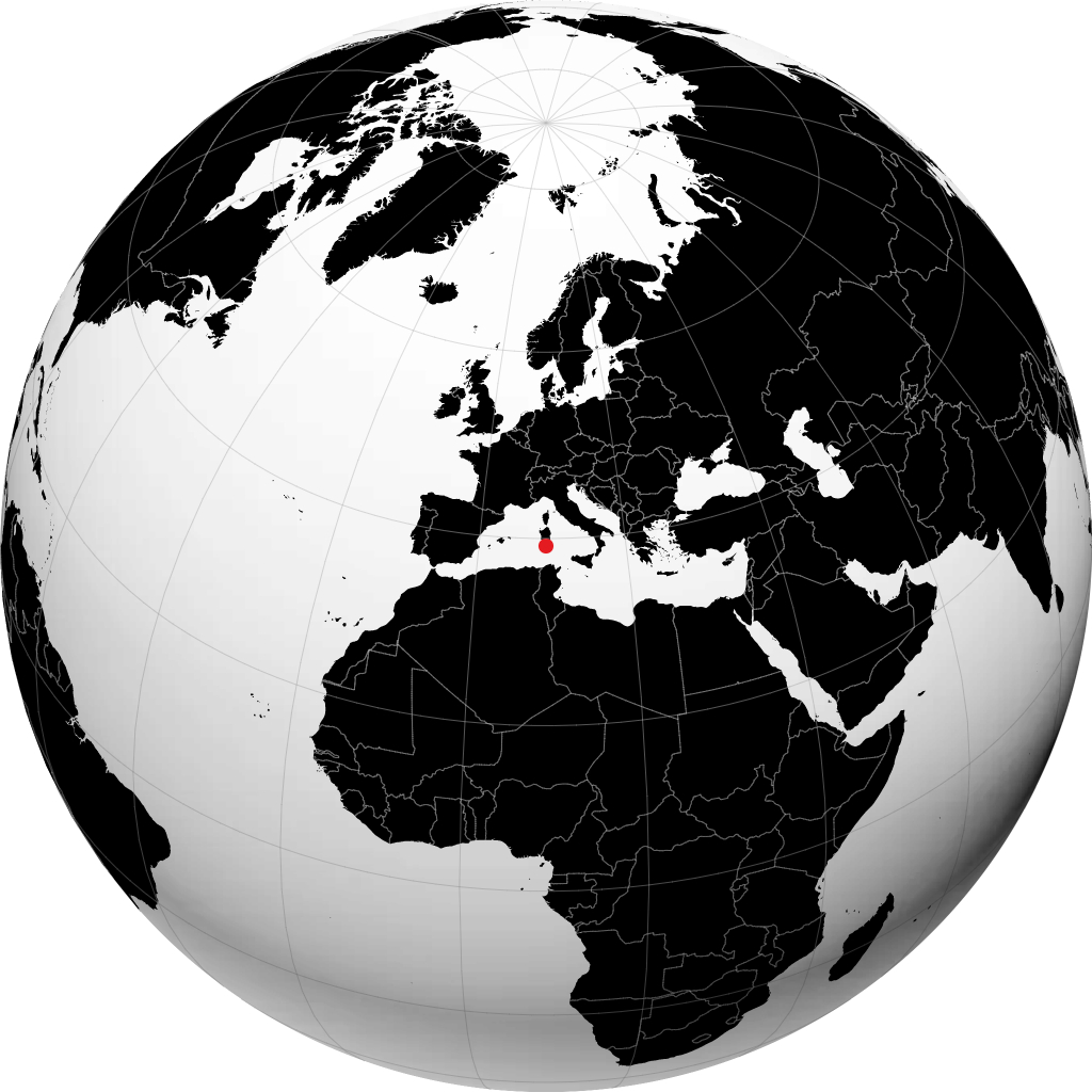 Cagliari op de globe