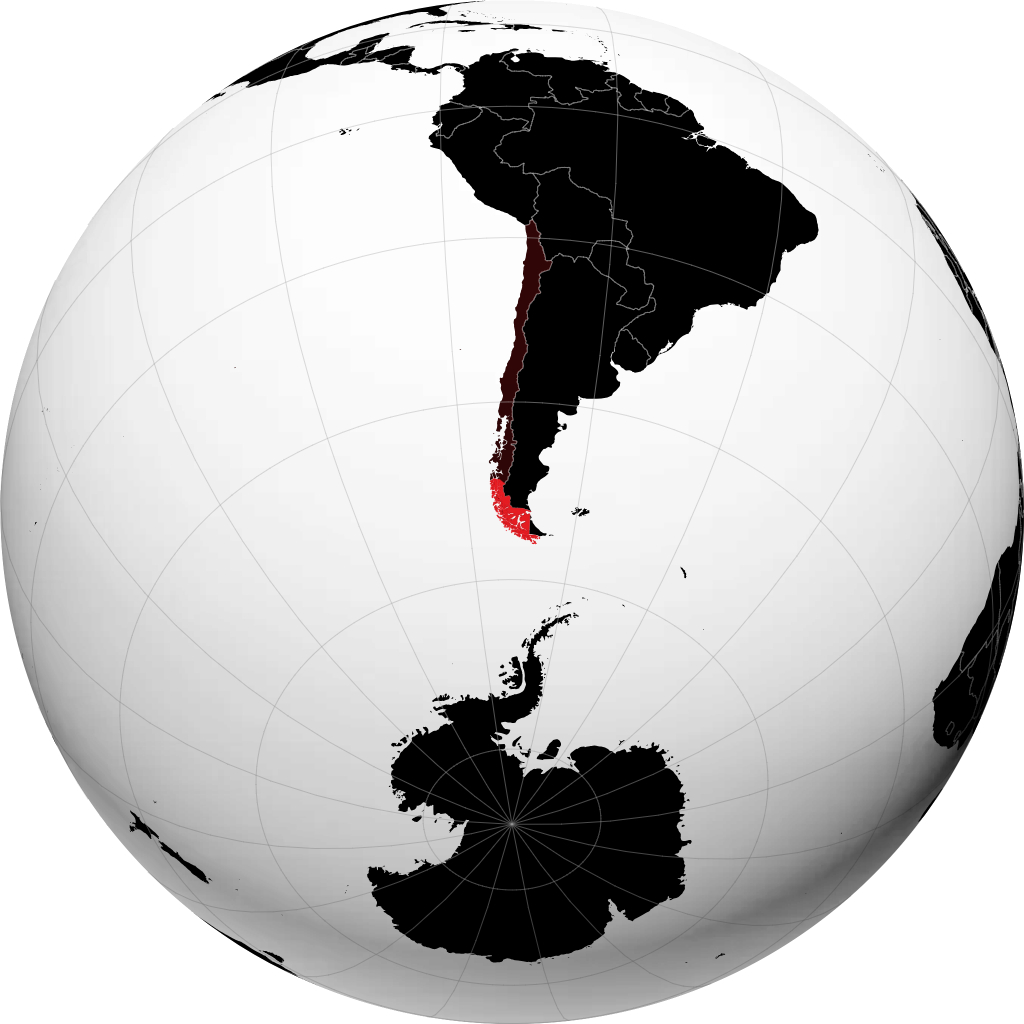 Regio Magallanes en Chileens Antarctica op de globe