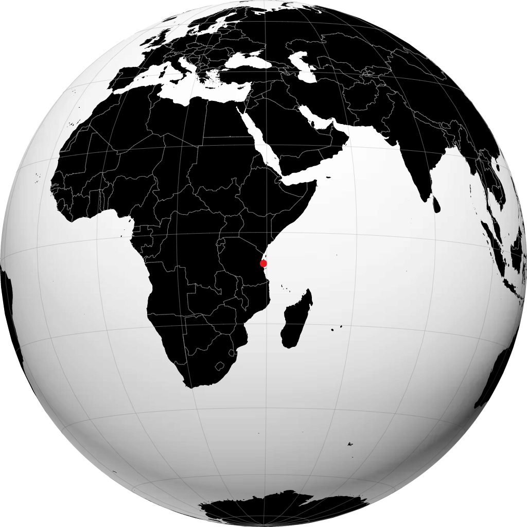 Dar es Salaam op de globe