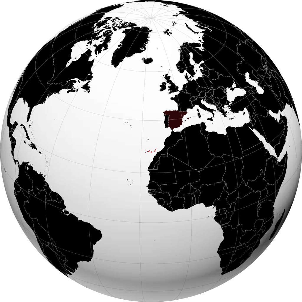 Canarische Eilanden op de globe