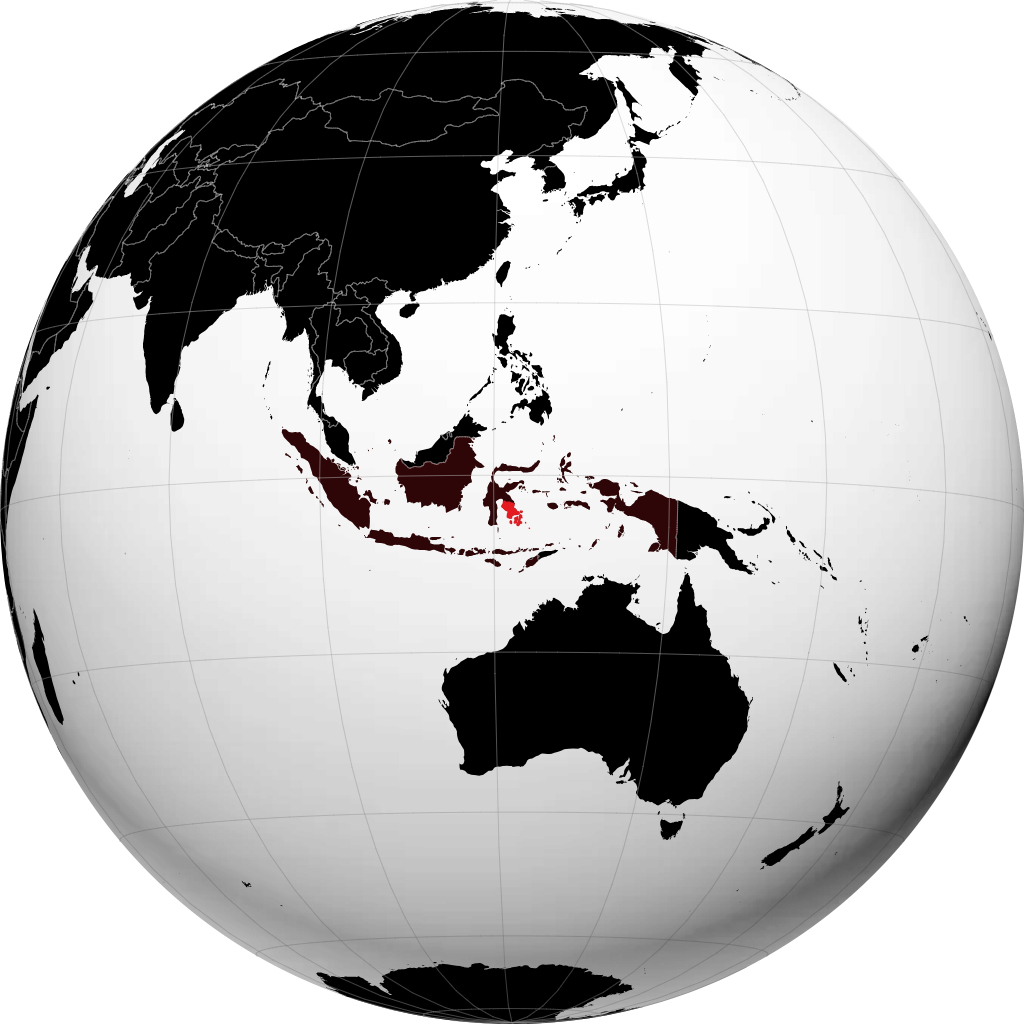 Zuidoost-Sulawesi op de globe