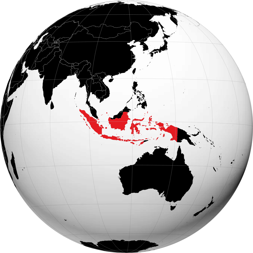 Indonesië op de globe