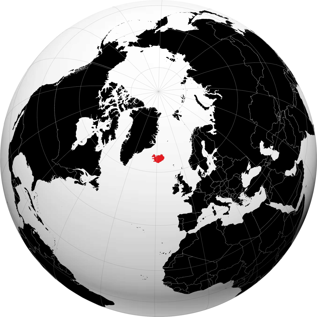 IJsland op de globe