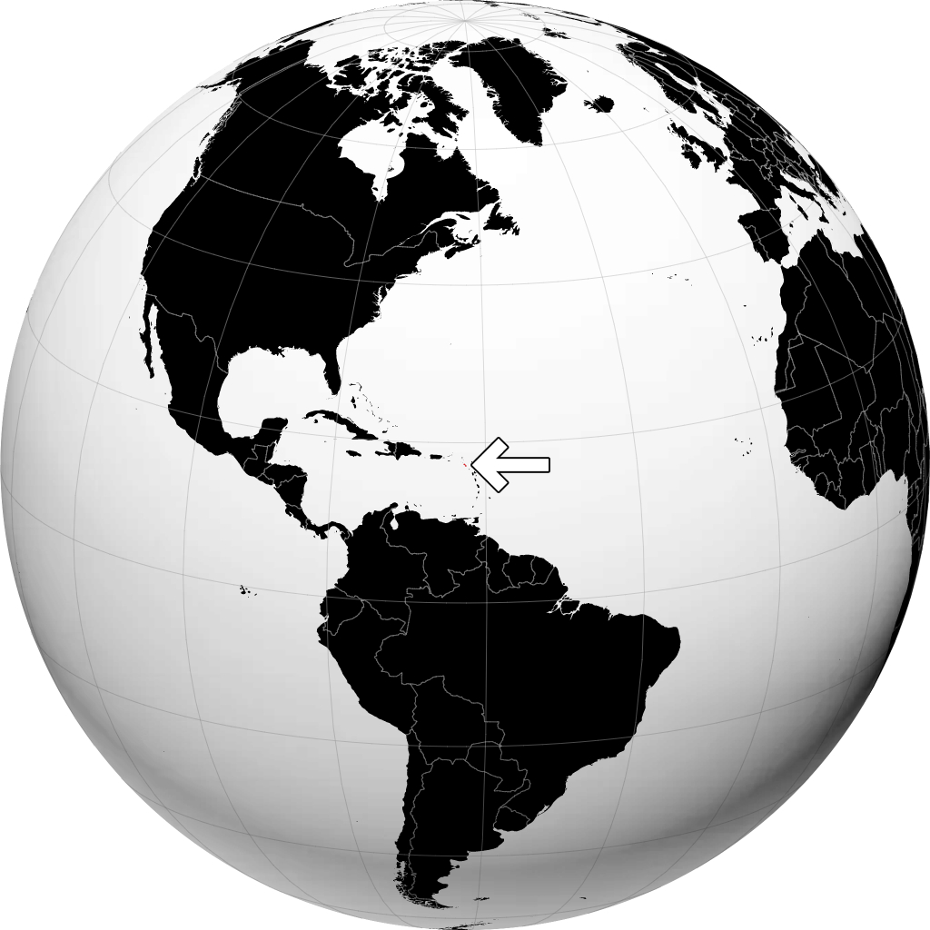 Saint Kitts en Nevis op de globe