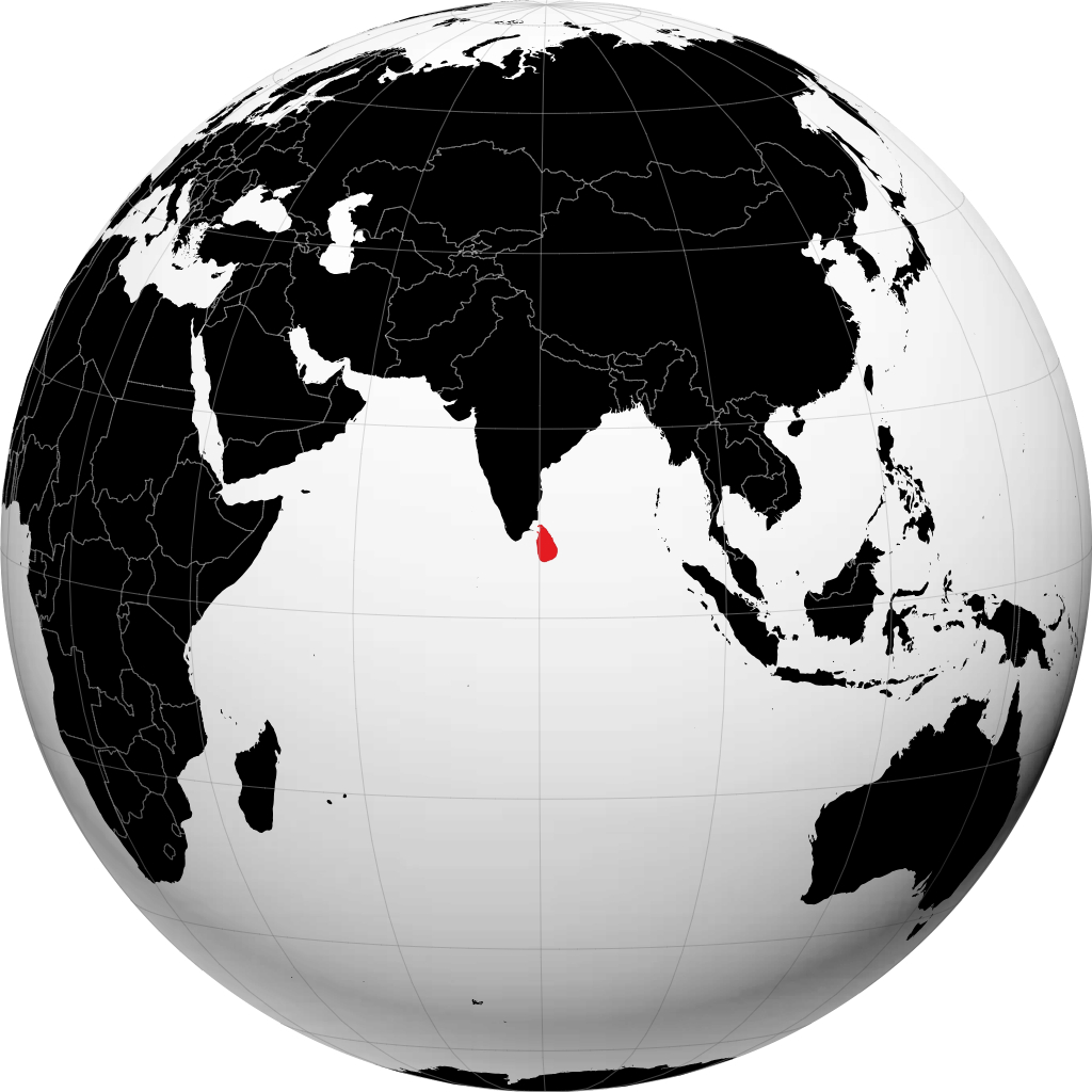 Sri Lanka op de globe