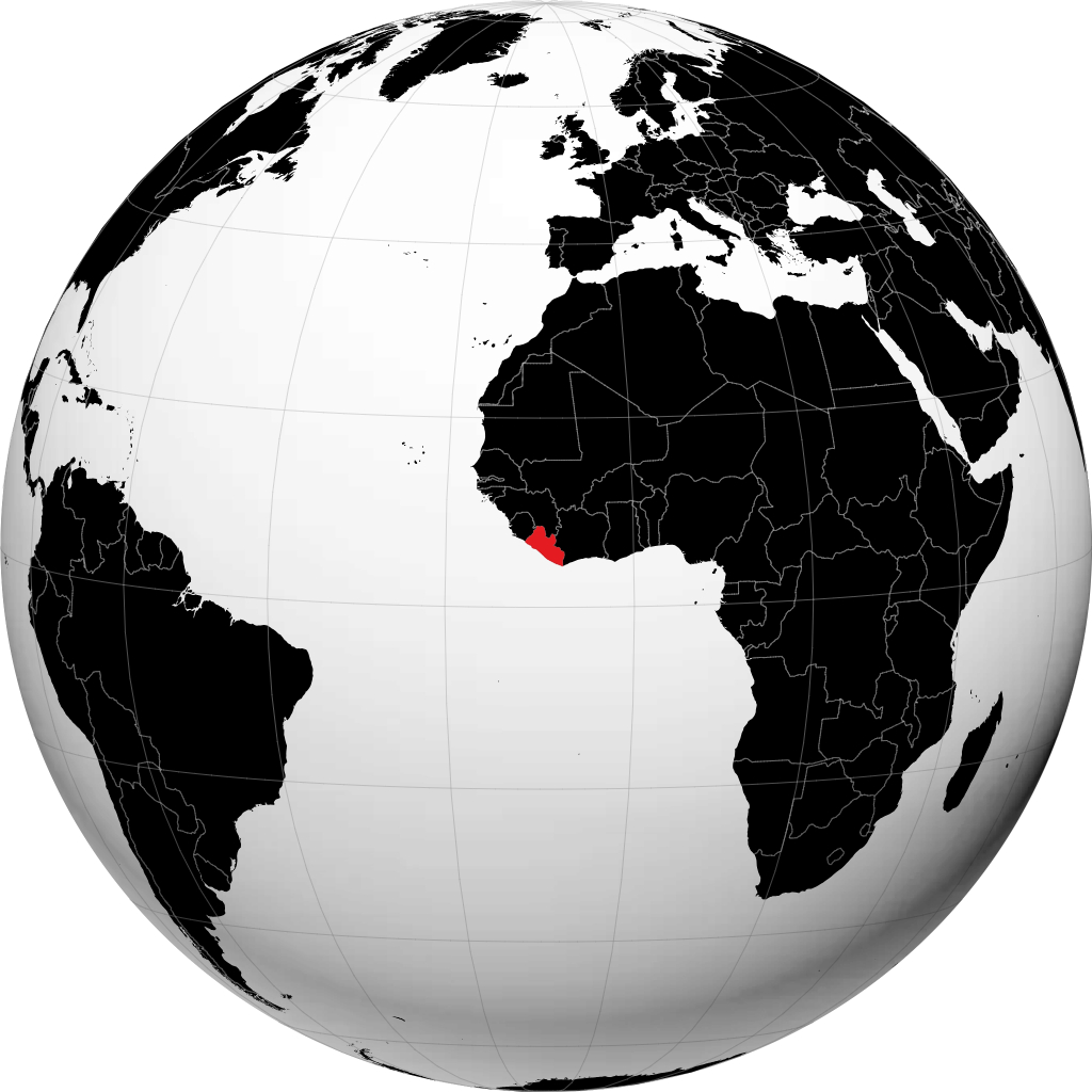 Liberia op de globe