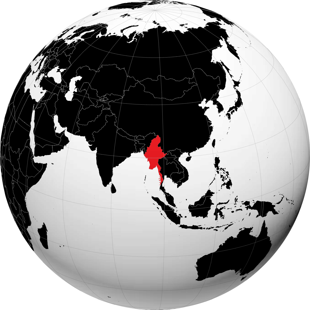 Myanmar op de globe
