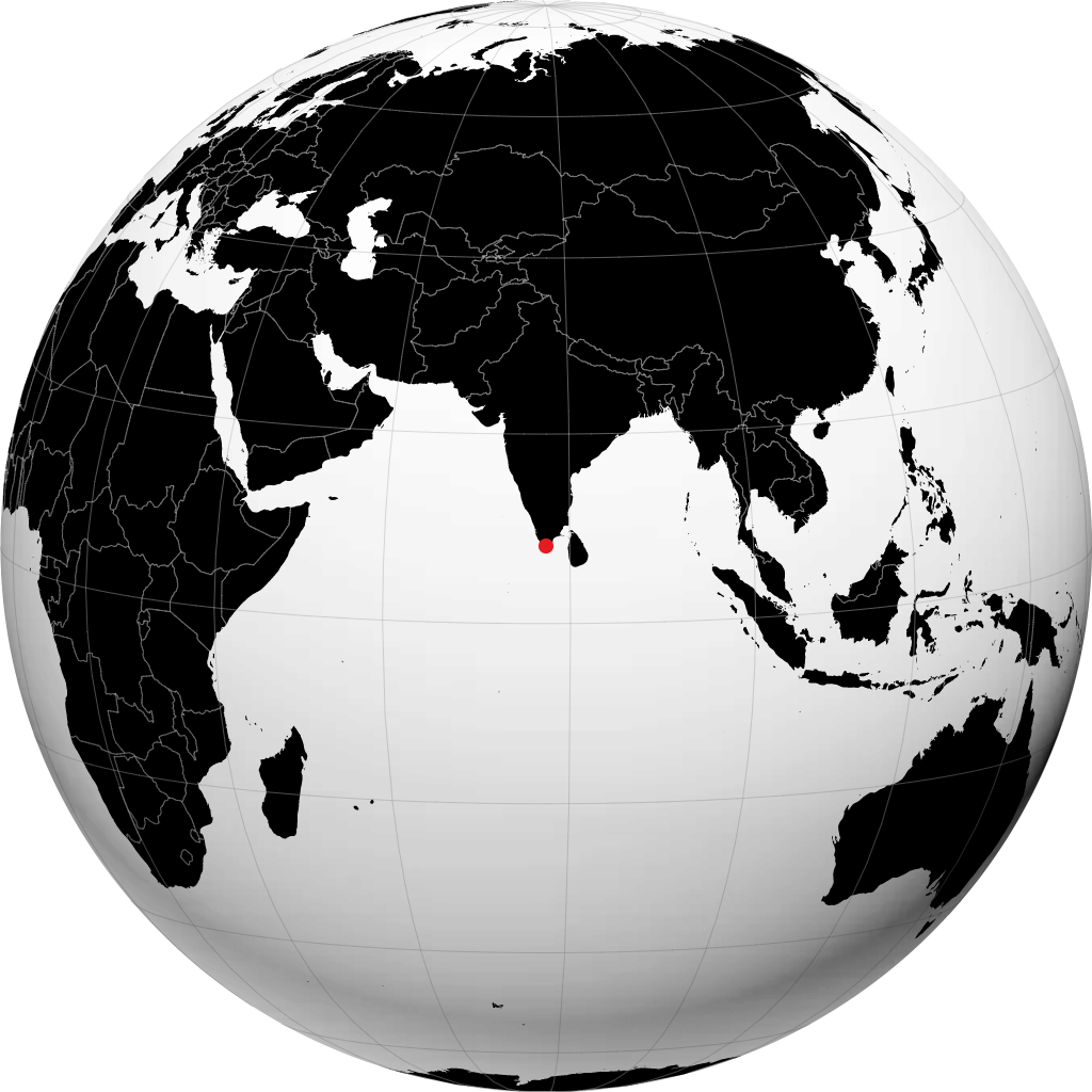 Nagercoil op de globe