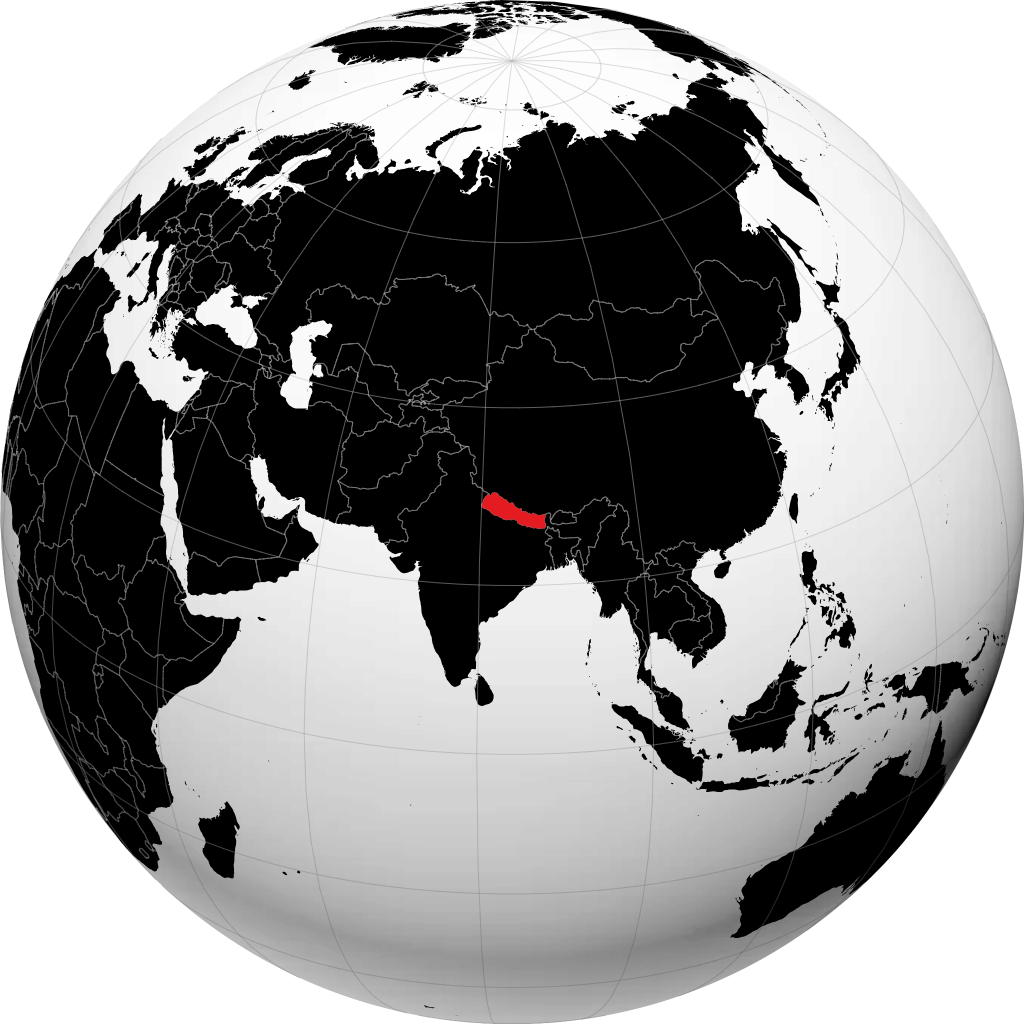 Nepal op de globe