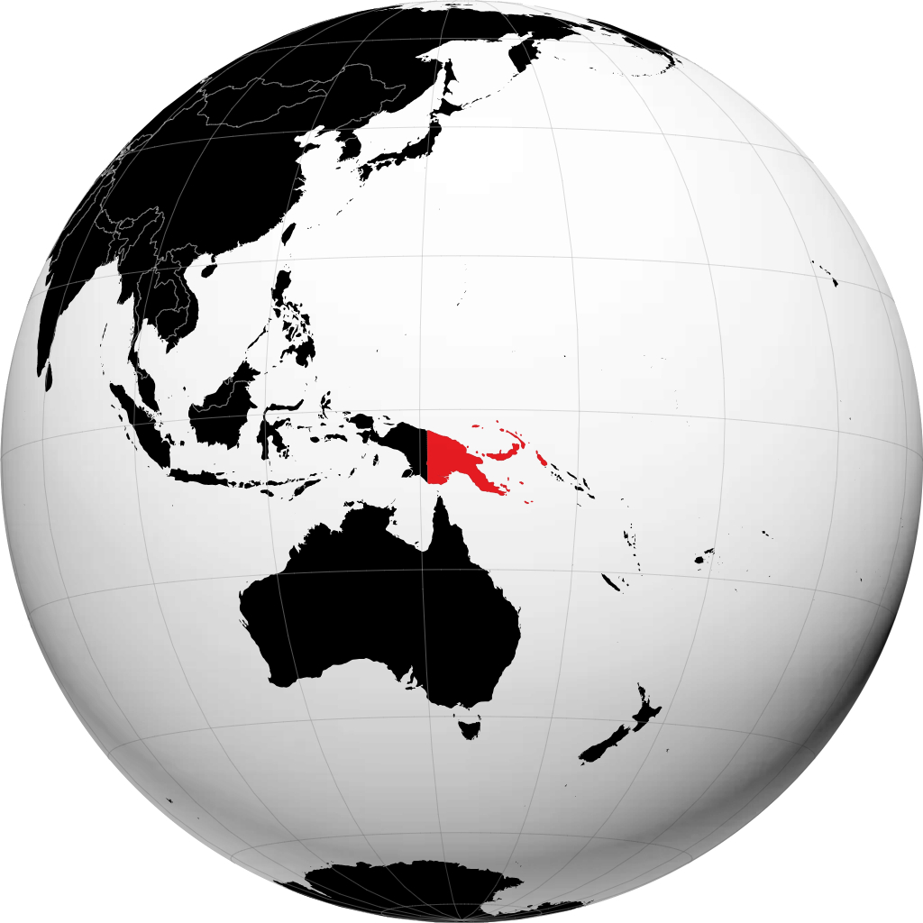 Papoea-Nieuw-Guinea op de globe