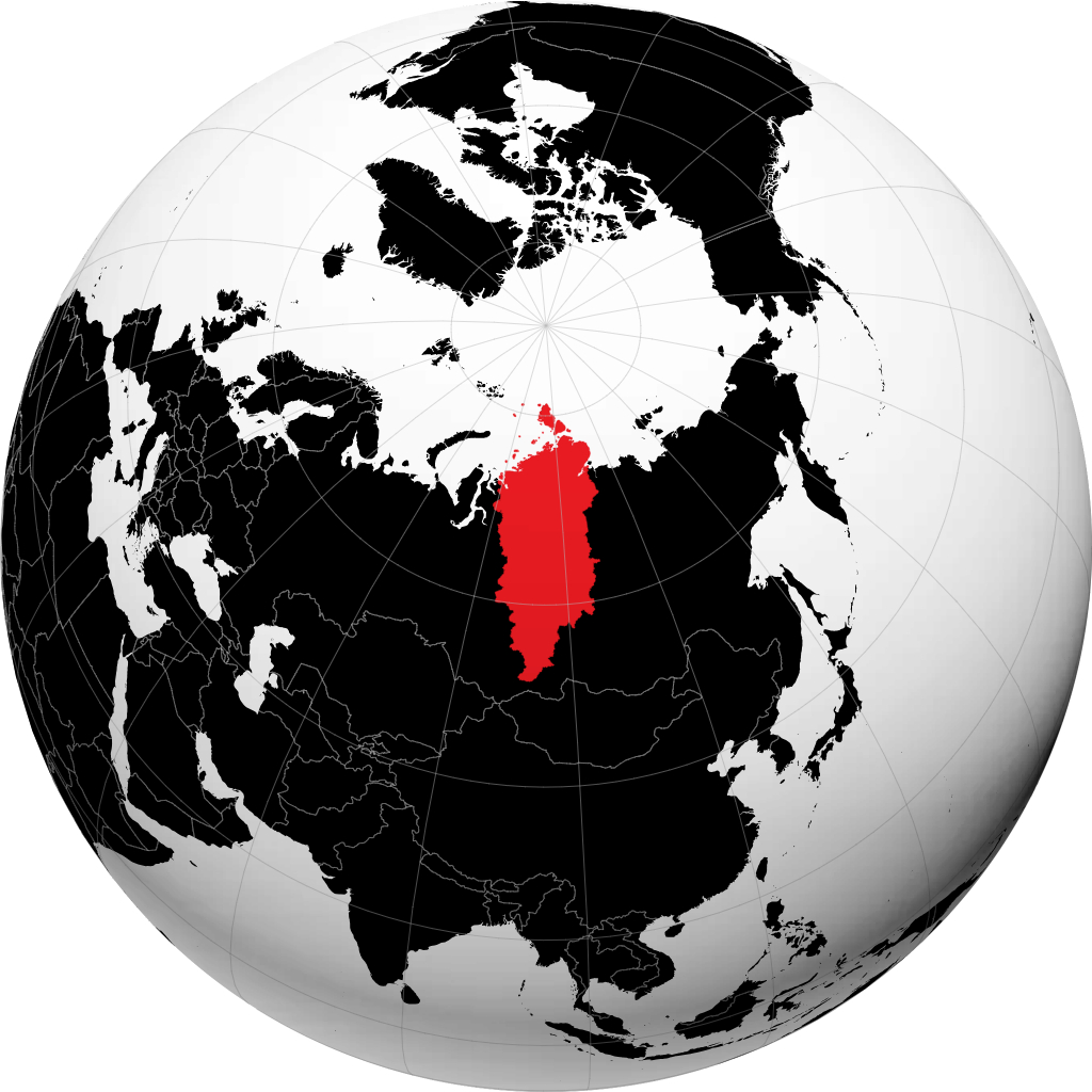 Regio Krasnoyarsk op de globe