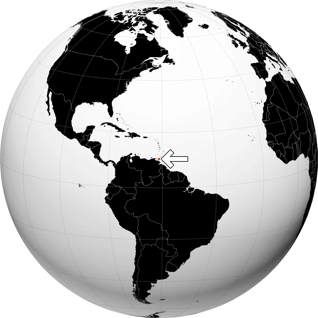 Trinidad en Tobago op de globe