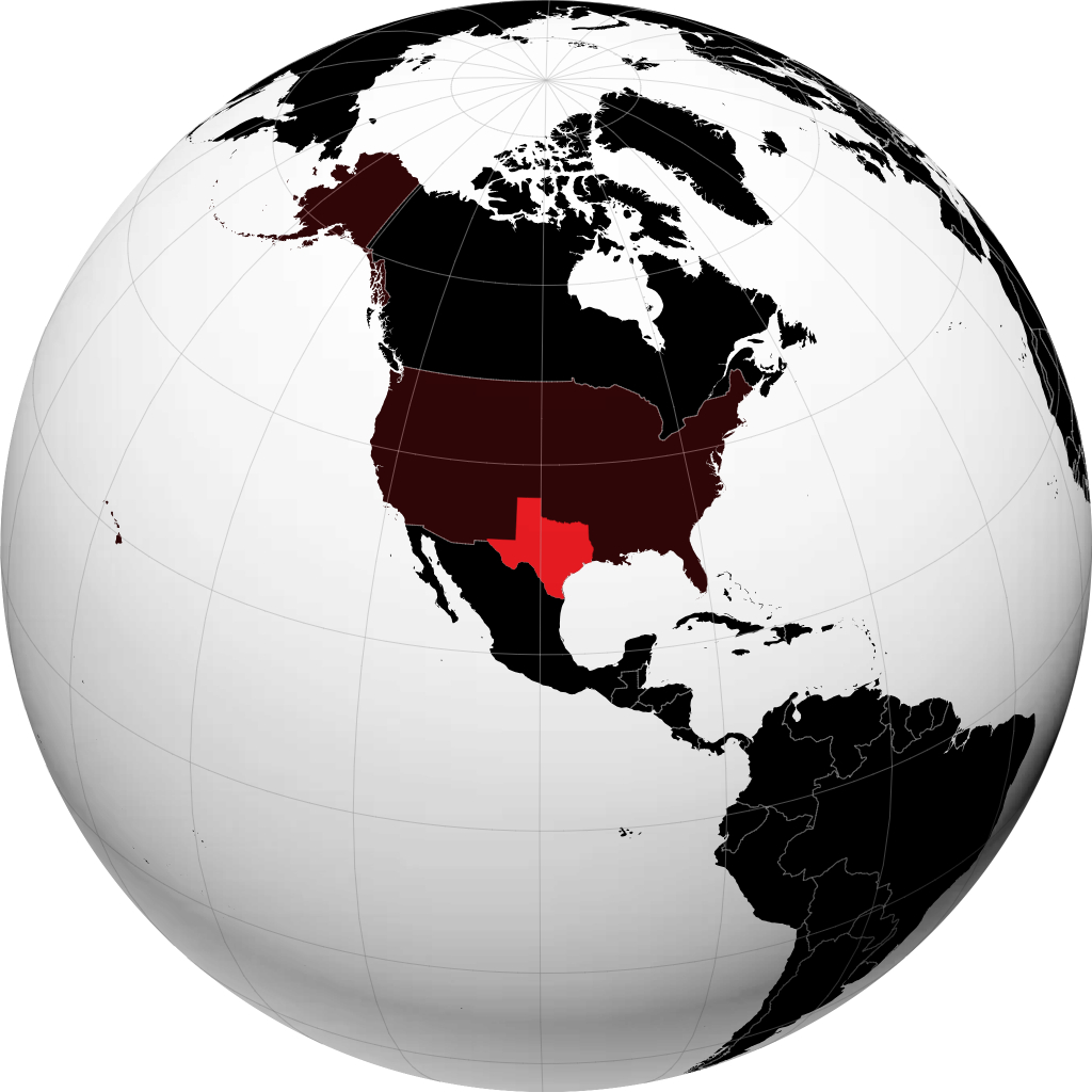 Texas op de globe