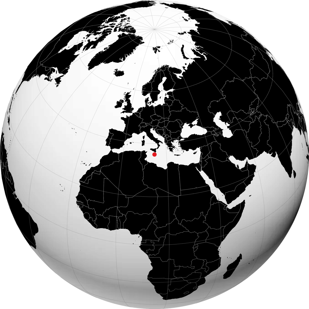 Valletta op de globe