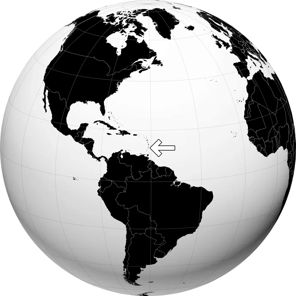 Saint Vincent en de Grenadines op de globe
